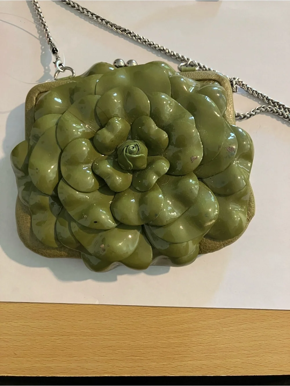 Brighton Olive Green Floral Appliqué Rosalie Crossbody - Picture 1 of 11